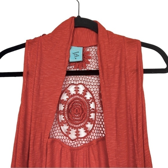 HIP Happening in the Present Orange Lace Knit Sleeveless Vest Cardigan M - Picture 3 of 11